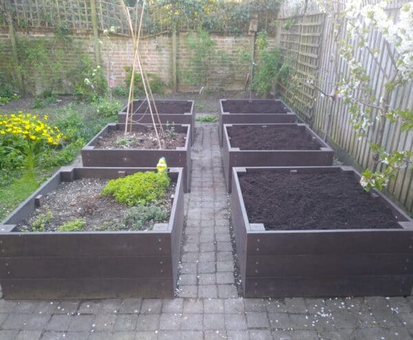 Flat pack raised bed installed in back garden