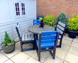 TDP Recycled Plastic Lees dining set in Grey and Blue